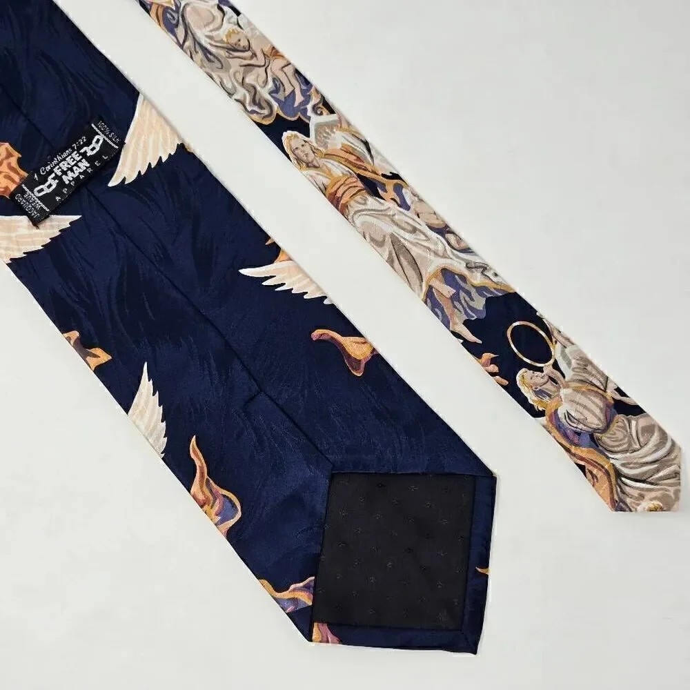 FREE MAN APPAREL 1 CORINTHIANS SILK TIE BLUE ORANGE ANGELS JACQUARD 4